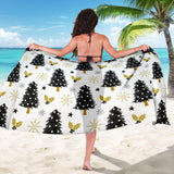 Christmas Tree Holly Snow Star Pattern Sarong