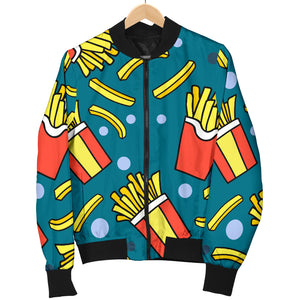 French Fries Red Paper Box Pattern Women'S Bomber Jacket