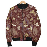 Coffee Bean Flower Pattern Women'S Bomber Jacket