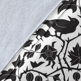 Crow Dark Floral Pattern Premium Blanket