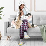 Polar Bears Star Poka Dot Pattern Hooded Blanket