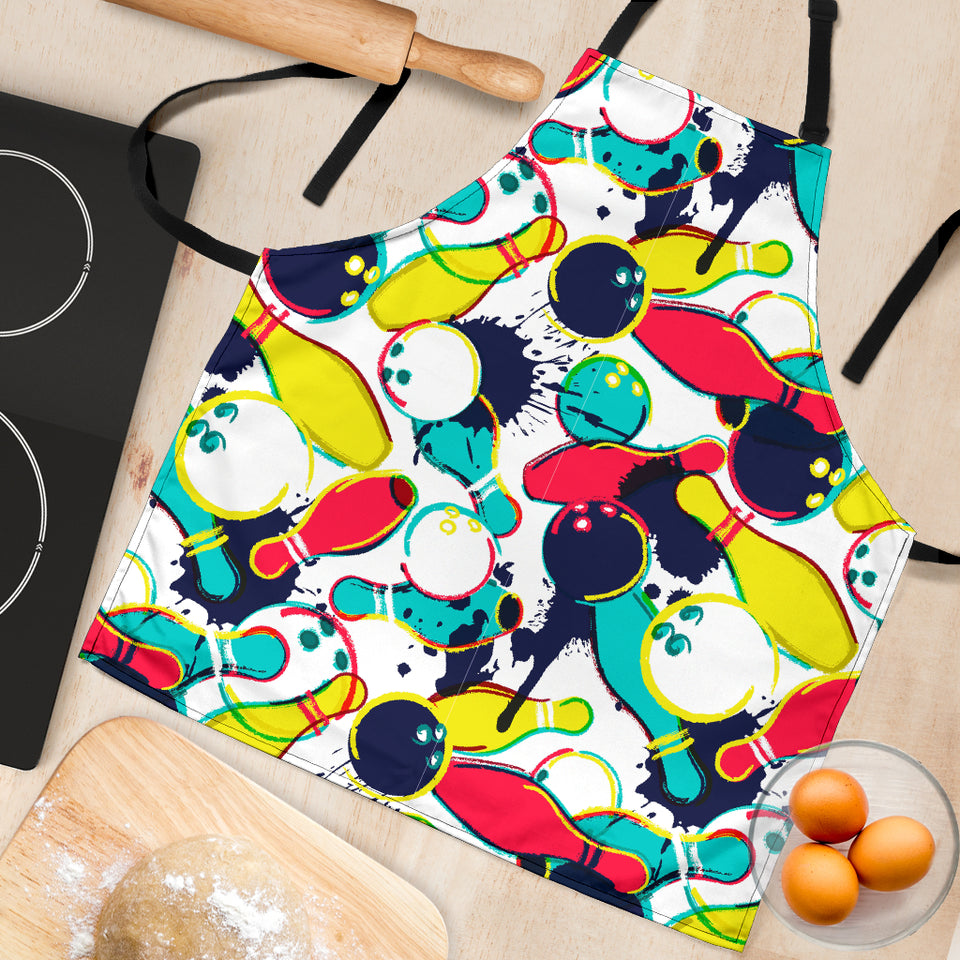 Watercolor Bowling Ball Pins Adjustable Apron