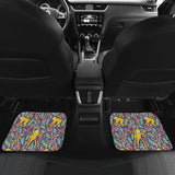 Cute Yellow Monkey Leaves Pattern Front And Back Car Mats