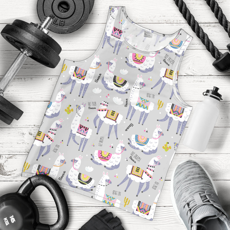 Cute Llama Alpaca pattern Men Tank Top