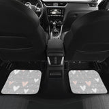 Heart Pattern Gray Background Front And Back Car Mats
