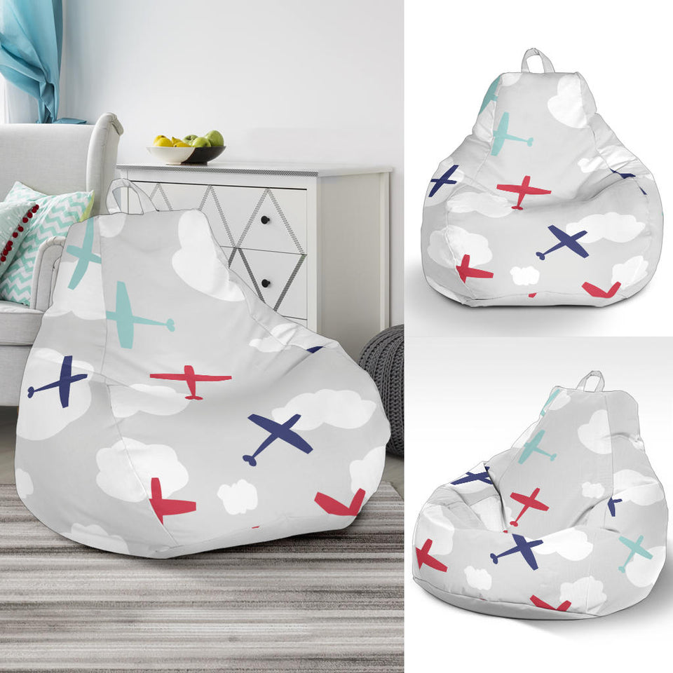 Airplane Cloud Grey Background Bean Bag Cover