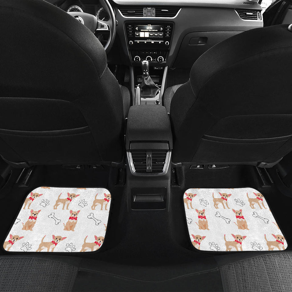 Chihuahua Bone Paw Pattern Front And Back Car Mats