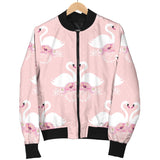 White Swan And Flower Love Pattern Women'S Bomber Jacket
