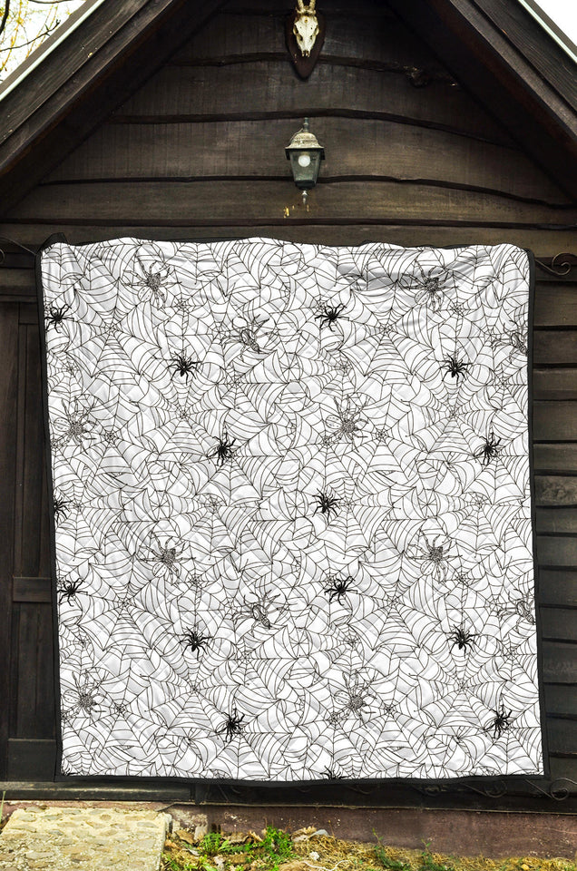 Spider Web Cobweb Pattern Premium Quilt
