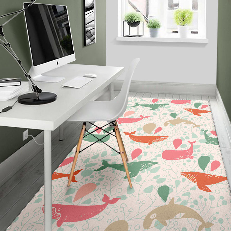 Cute Whale Pattern Area Rug