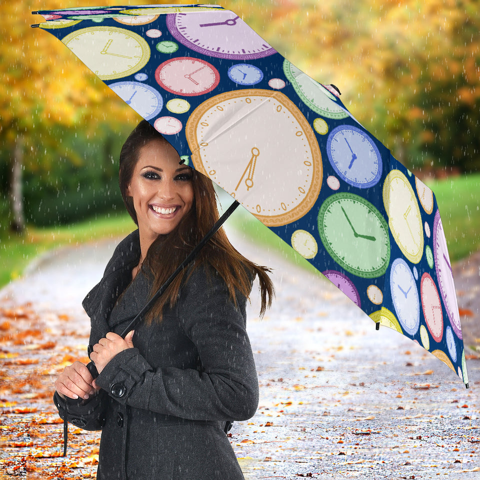Colorful Clock Background Umbrella