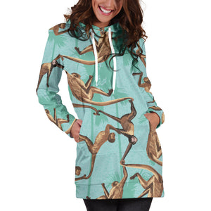 Monkey Palm Tree Background Women'S Hoodie Dress