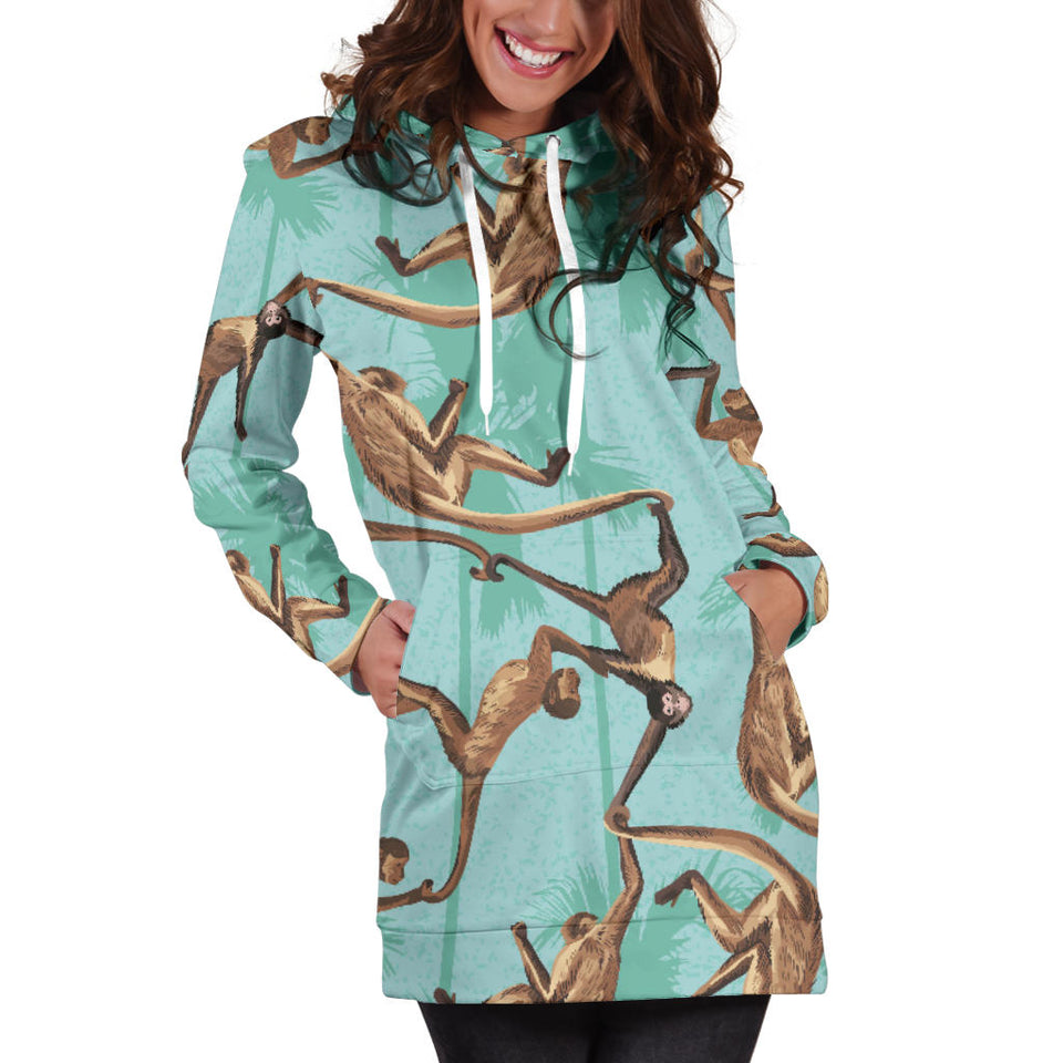 Monkey Palm Tree Background Women'S Hoodie Dress
