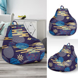 Blue Japanese Pattern Cloud Wave Flower Bean Bag Cover