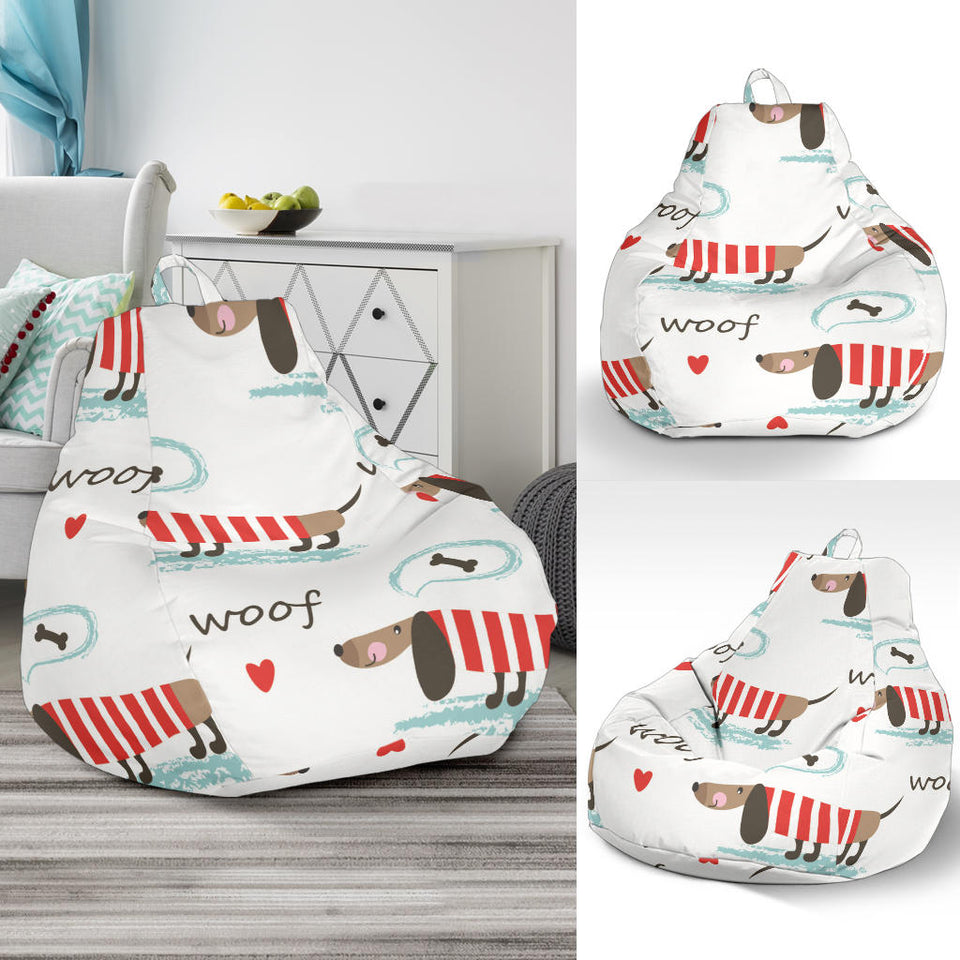 Cute Dachshund Bone Pattern Bean Bag Cover