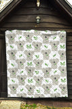 Hand Drawn Koala Leaves Pattern Premium Quilt