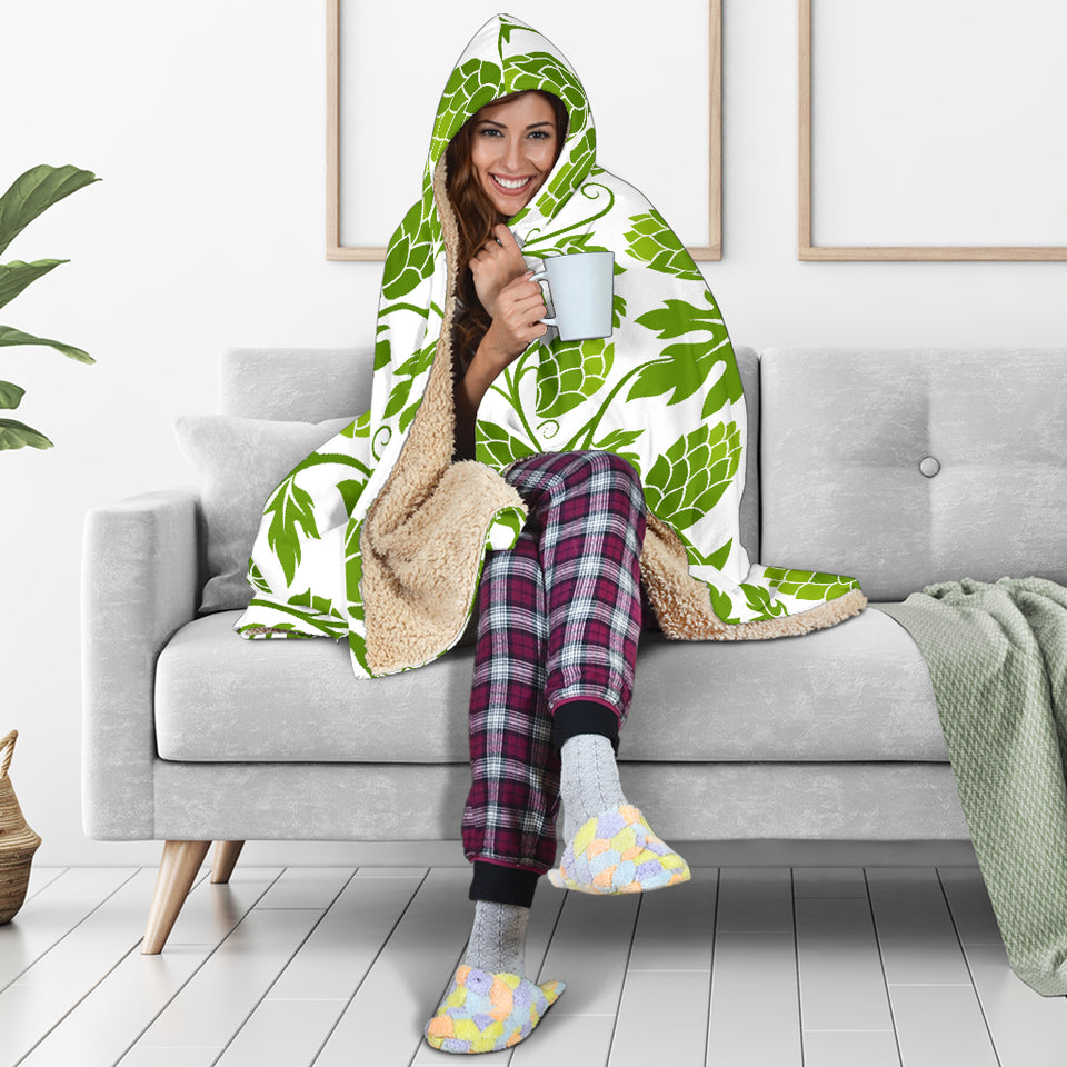 Hop Design Pattern Hooded Blanket