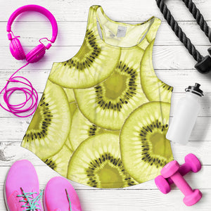 Sliced kiwi pattern Women Racerback Tank Top