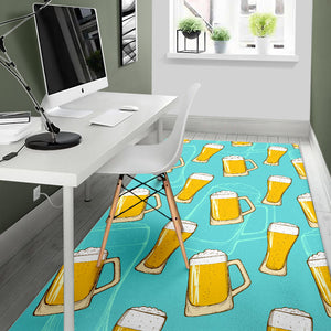 Beer Pattern Green Background Area Rug