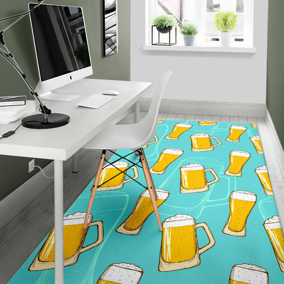 Beer Pattern Green Background Area Rug
