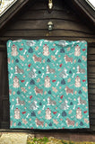 Christmas Cute Siberian Husky Puppie Pattern Premium Quilt