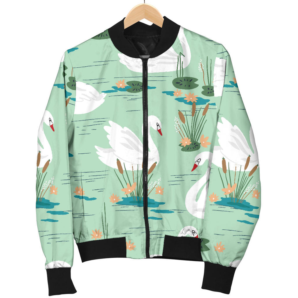 White Swan Lake Pattern Women'S Bomber Jacket