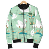 White Swan Lake Pattern Women'S Bomber Jacket