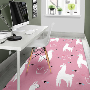 Llama Alpaca Pink Background Area Rug