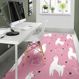 Llama Alpaca Pink Background Area Rug