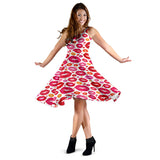 Lips Pattern Print Design 01 Sleeveless Midi Dress