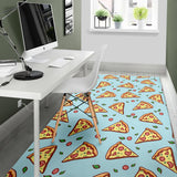 Hand Drawn Pizza Blue Background Area Rug