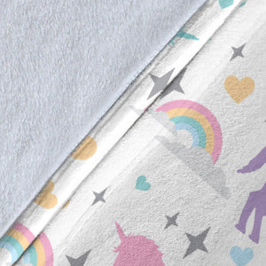 Colorful Unicorn Rainbow Heart Pattern Premium Blanket