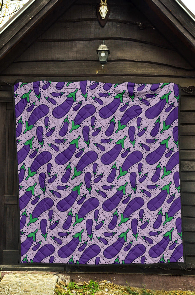 Eggplant Pattern Print Design 03 Premium Quilt