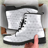 Airplane Print Pattern Leather Boots