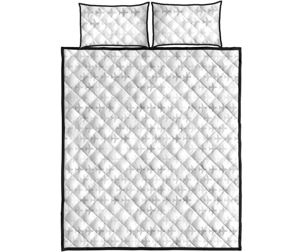 Airplane print pattern Quilt Bed Set
