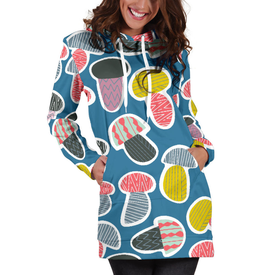 Colorful Mushroom Design Pattern Women'S Hoodie Dress