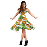 Pineapples Design Pattern Sleeveless Midi Dress