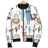 Lama Alpaca Cactus Hand Drawn Pattern Women'S Bomber Jacket