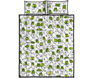 Sketch funny frog pattern Quilt Bed Set