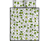Sketch funny frog pattern Quilt Bed Set