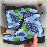 Watercolor Grape Pattern Leather Boots