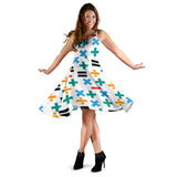 Math Pattern Print Design 05 Sleeveless Midi Dress