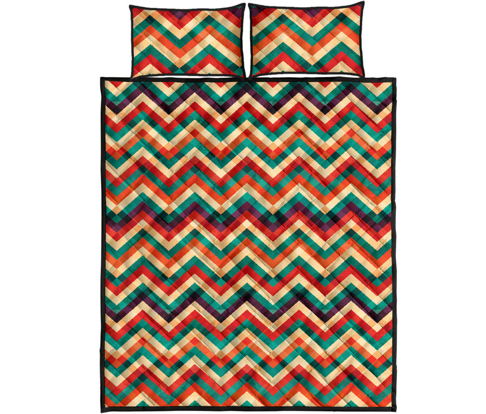 zigzag  chevron colorful pattern Quilt Bed Set