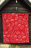 Sushi Pattern Red Background Premium Quilt