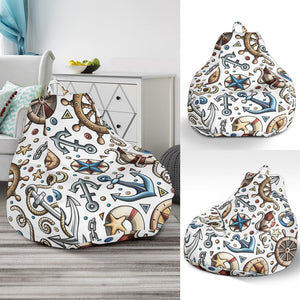 Cute Nautical Steering Wheel Anchor Pattern Bean Bag Cover