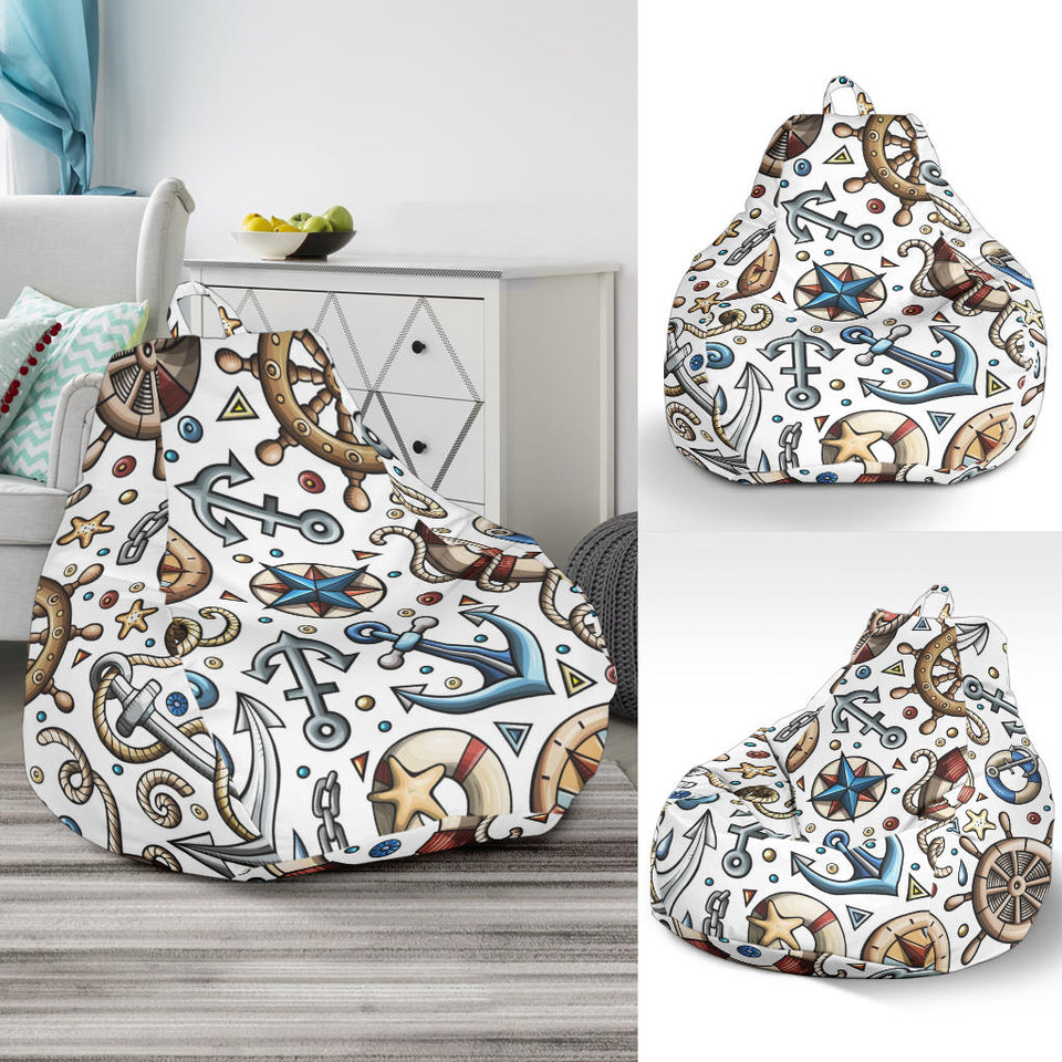 Cute Nautical Steering Wheel Anchor Pattern Bean Bag Cover