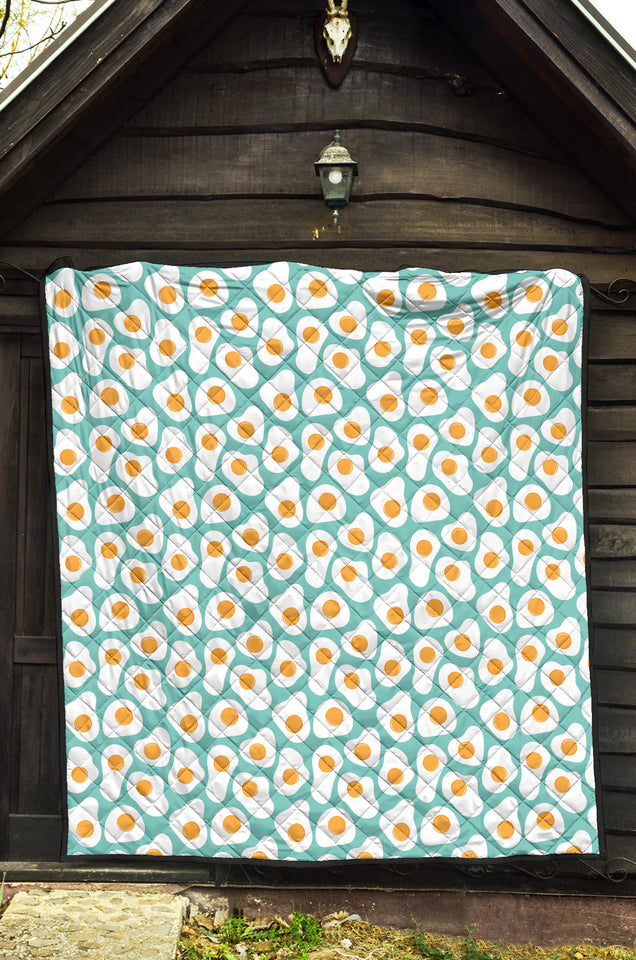 Fried Eggs Pattern Print Design 04 Premium Quilt