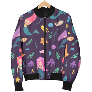 Beautiful Mermaid Fish Jellyfish Algae Other Marine World Women'S Bomber Jacket