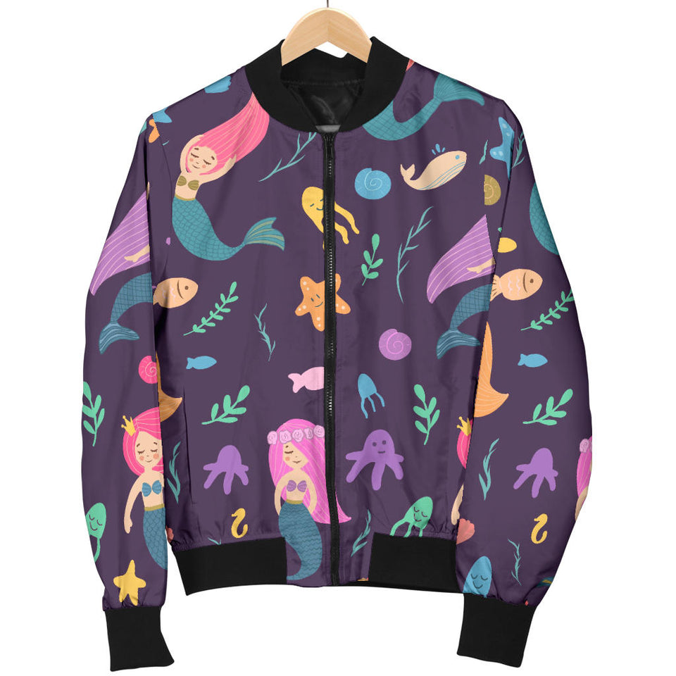 Beautiful Mermaid Fish Jellyfish Algae Other Marine World Women'S Bomber Jacket