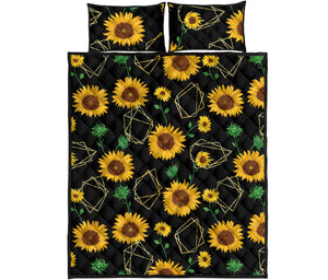 sunflower golden polygonal shapes Quilt Bed Set